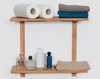 Handcrafted Solid Oak Floating Shelf - Scandinavian Two Tier Wall Decor
