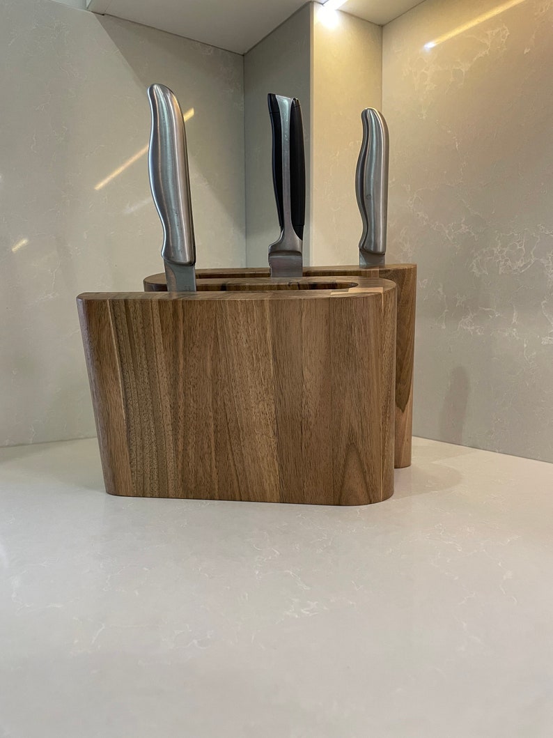 Magnetic walnut knife holder, knife stand