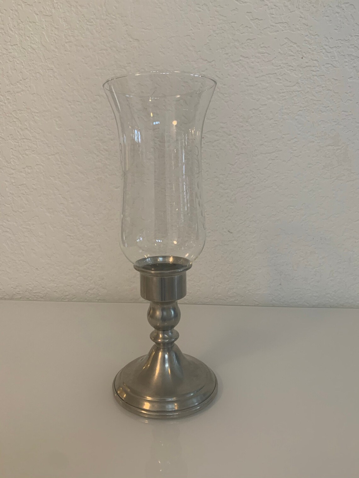 Vintage WEB Pewter Glass Hurricane Candle Holder Etsy