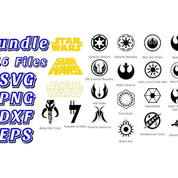 Star Wars Logos svg Bundle, Rebel Logo svg, Empire Logo svg & more!