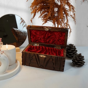 Handcrafted Wood Box, Wooden Box, Vintage Secret Lock Box, Vintage Jewelry Box, Handcarved Box