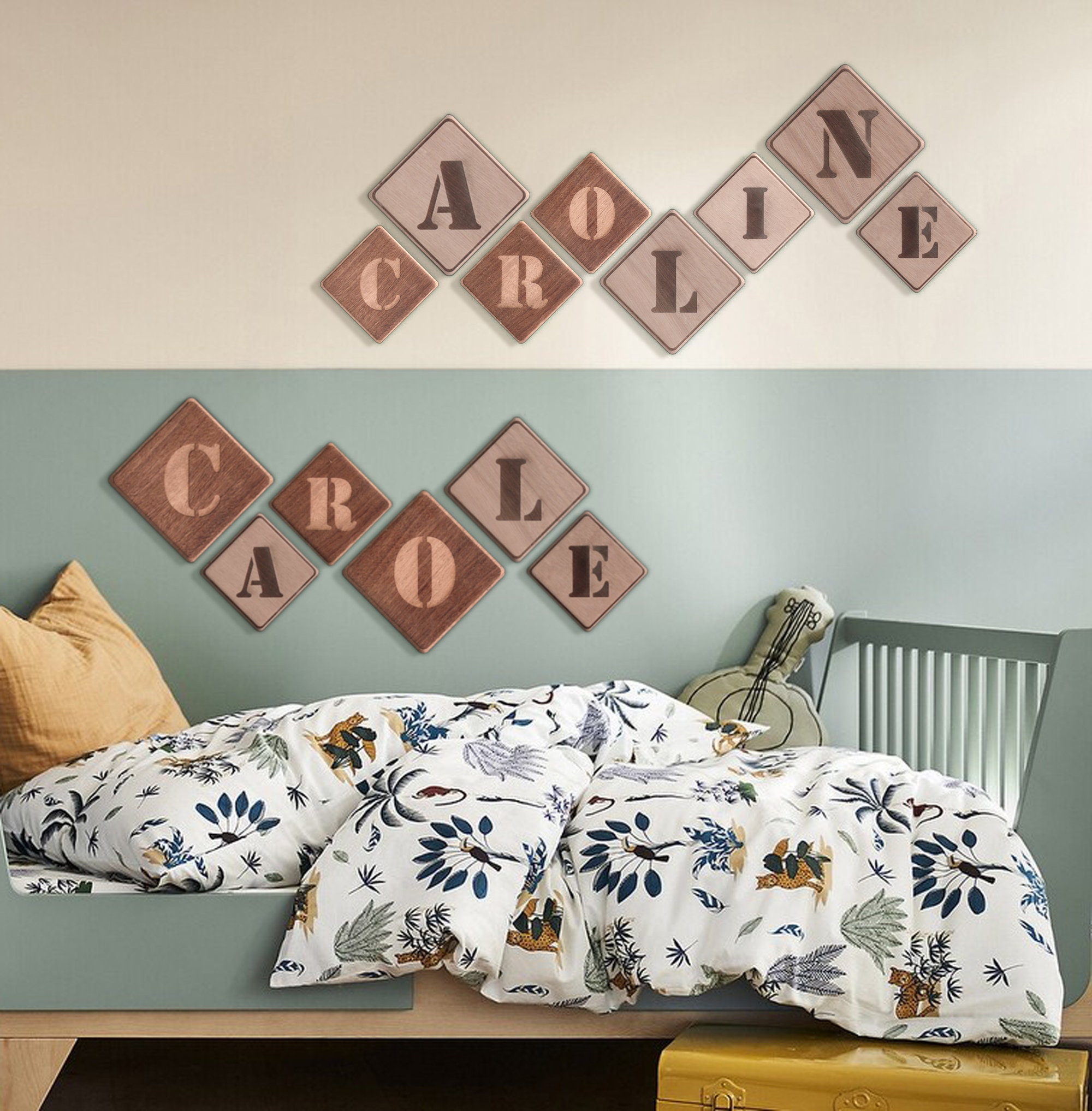 Scrabble Lettre en Bois Losange Mur Wall, Wood Rhombus Letter Letras Madera Rombo Muro Pared, Murale