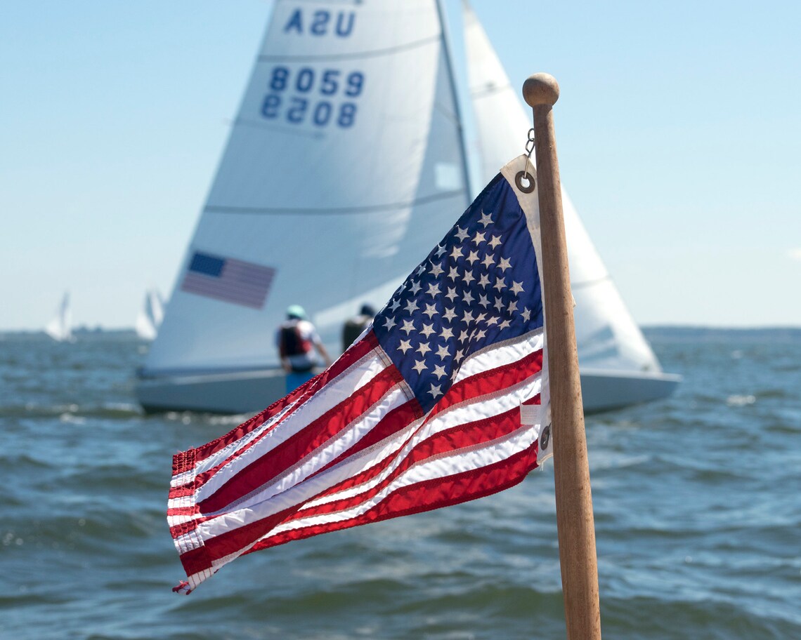 Sailing Photo Print USA Flag Nautical Art Wall Art Sailing Etsy
