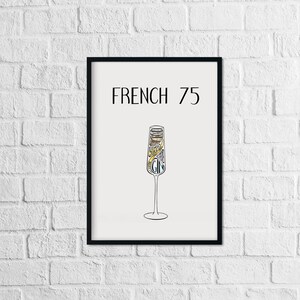 French 75 Cocktail Print