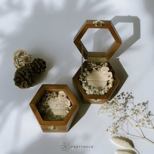 Personalized Wooden Ring Box Vintage with Rustic Flower for wedding Ceremony Handmade Ring Box