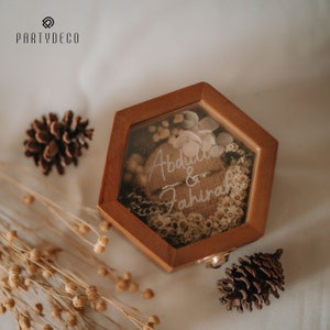Ring Box, Personalized Wooden Ring Box , Vintage Ring Box, Wooden Ring box, Ring Box with Dry Flower, Ringbox for wedding Ceremony, Proposal