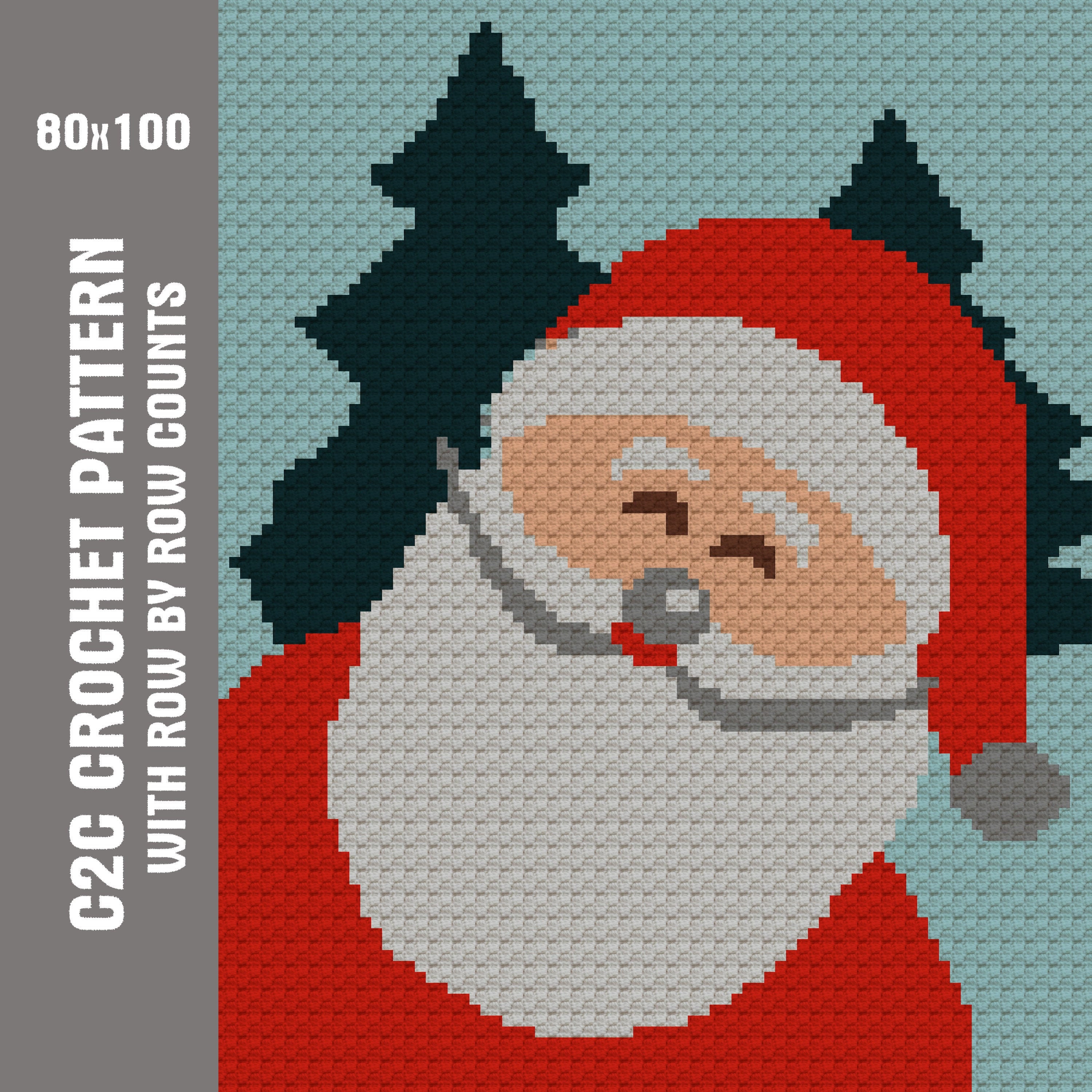 C2c Santa crochet pattern c2c christmas blanket with written Etsy