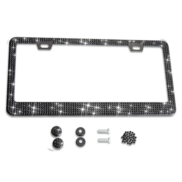 Black Sparkly Rhinestone License Plate Frame for Women, Girly Glitter Tag Frames, Glitter License Frame, Bling License Plate Frames