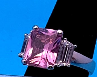 Gorgeous CZ Pink Ice Ring with side sparkle