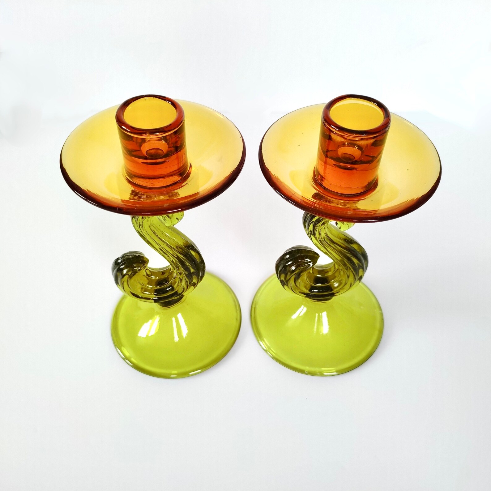 Juego de 2 candelabros de vidrio candelabro vintage en forma Etsy