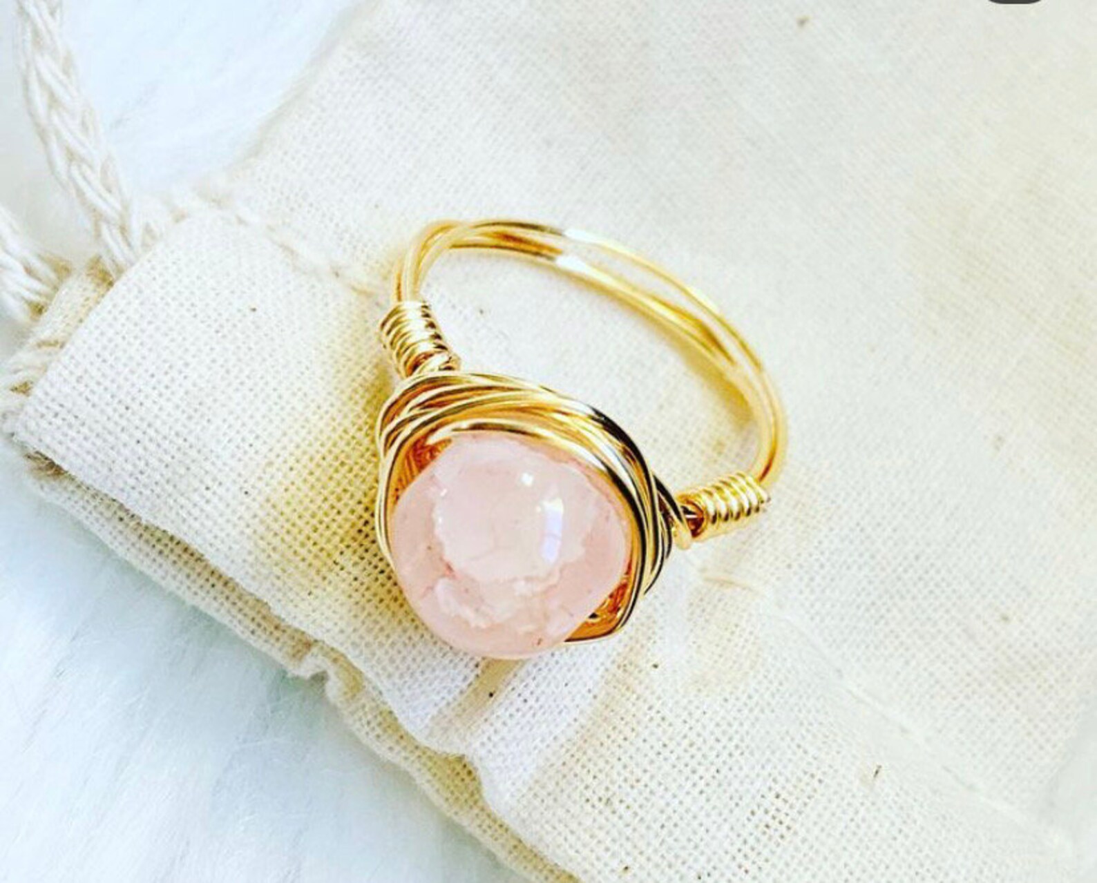 Rose Quartz Crystal Ring Etsy