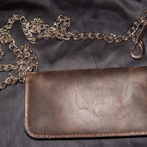 Personalized Handmade Leather Wallet with Chain Valentines gift