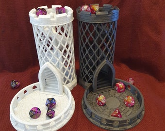 Torre de dados enrejada / Dungeons and Dragons / Accesorio para juegos de mesa / Bandeja para dados / Accesorio para juegos de mesa / Dados