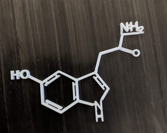 Serotonin Molecule | The "Happy" Molecule | 3D Printed | Wall Art