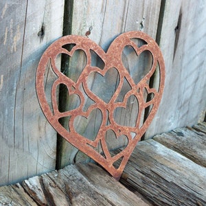 Gorgeous Rusty Metal LOVE HEART of HEARTS - S Garden Ornament Rustic Vintage Gift Birthday Anniversary Special Romantic Present