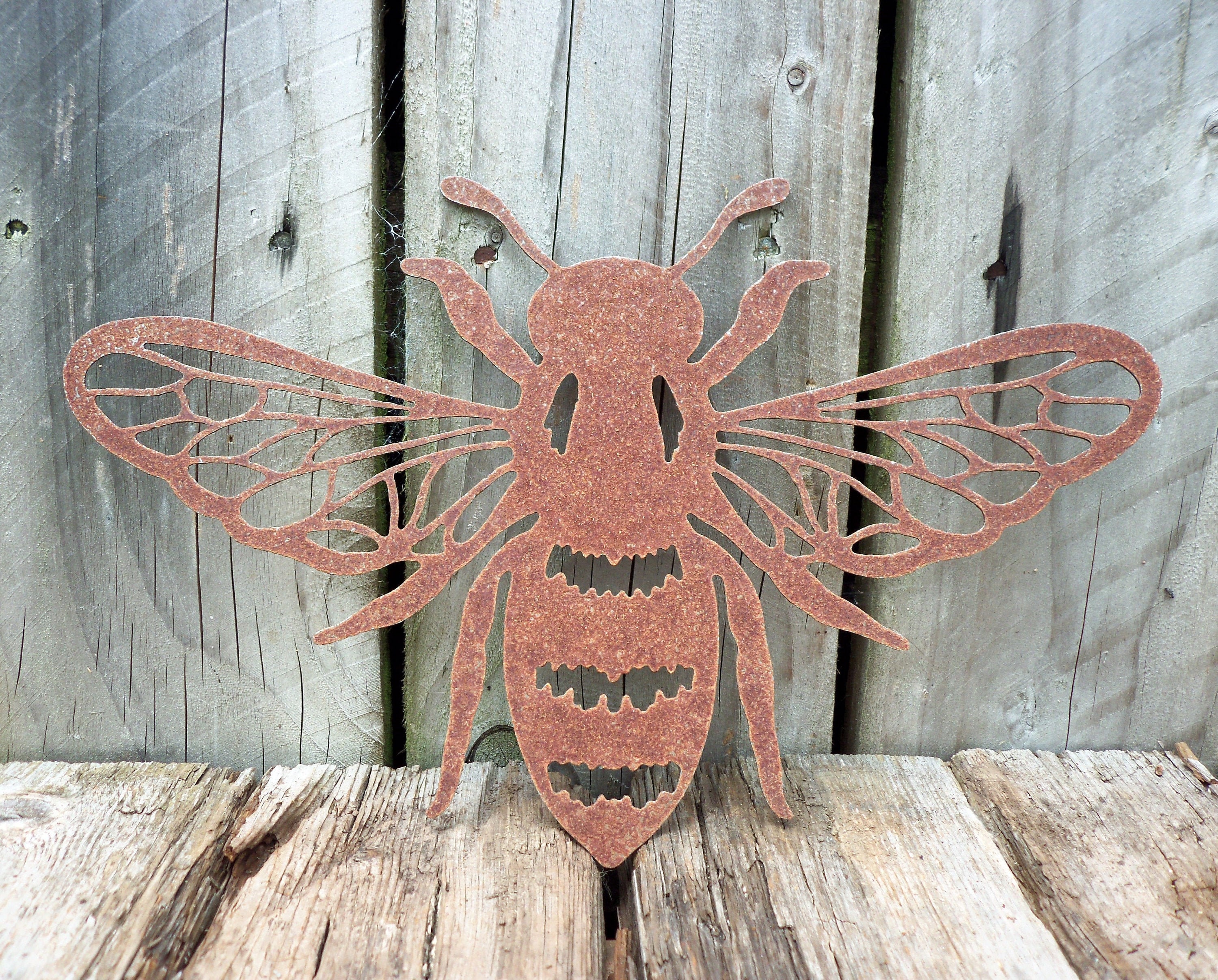 Rusty Metal HONEY BEE Garden Ornament Rustic Vintage Etsy UK