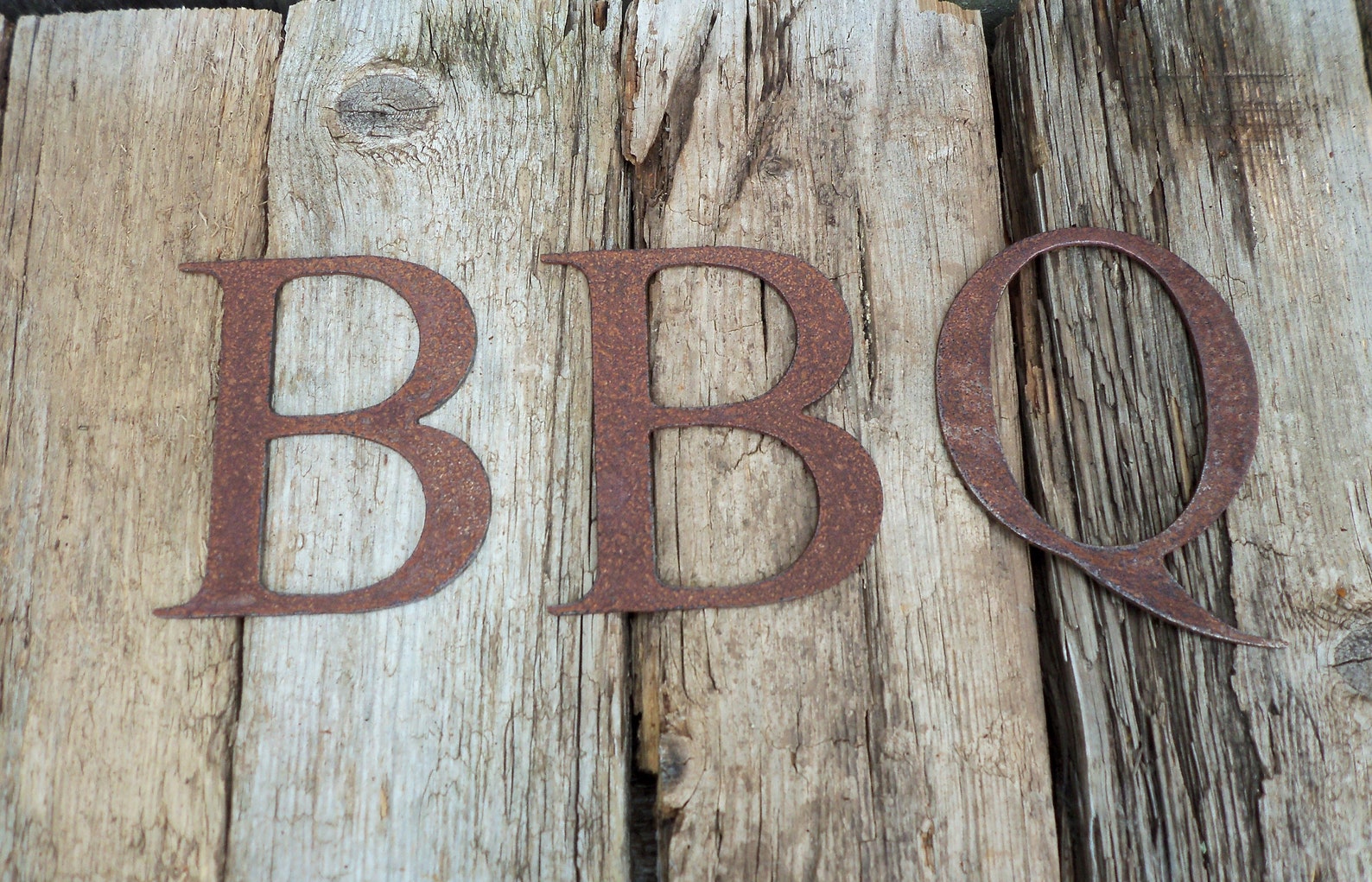 4 Rusty BBQ Sign Classic Font Letters Metal Word Rustic Etsy