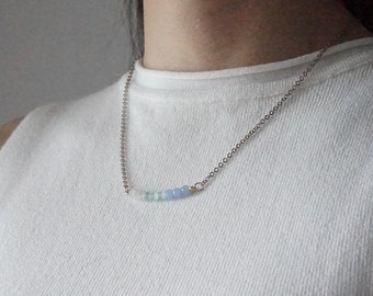 Amelia Beaded Bar Necklace (cool blue)