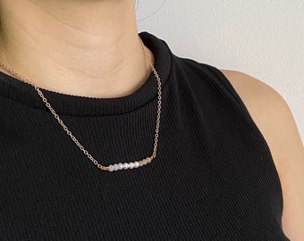 Aurora Beaded Bar Necklace (blush/pearl/sunstone)