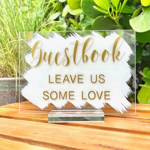 Guestbook Acrylic Sign With Brushed Paint | Leave Us Some Love Guestbook | CARLIN