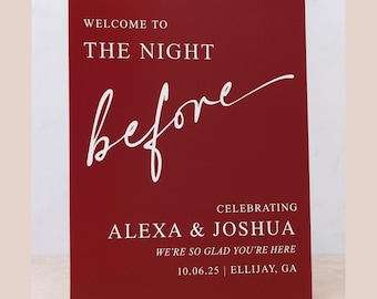 Personalized Rehearsal Dinner Sign | The Night Before Wedding Celebration | Custom Modern Rehearsal Dinner Welcome Sign