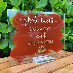 Acrylic Photo Booth Sign | Grab A Prop And Strike A Pose| Wedding Photo Booth Instructions | JACQUELINE