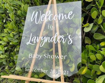 Personalized Calligraphy Style Baby Shower Welcome Sign | Clear Acrylic Baby Sprinkle Welcome Sign Mommy to Be | Baby Shower Ideas | ASHLEY