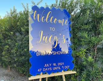 Personalized Gold Bridal Shower Welcome Sign with Painted Back | Brushed Back Acrylic Wedding Shower Welcome Sign | CARLIN