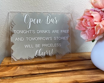 Acrylic Open Bar Wedding Sign | Painted Bar Sign | Wedding Reception Sign | CARLIN