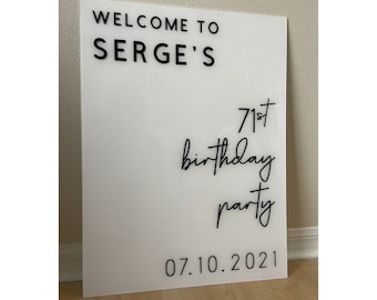 Personalized Birthday Party Welcome Sign | Acrylic Birthday Welcome Sign Modern Birthday Acrylic Decor | CLAIRE