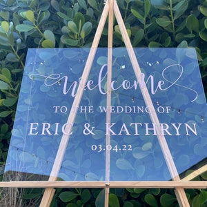 Personalized Wedding Welcome Sign Calligraphy Style | Rose Gold Acrylic Welcome Sign | Modern Wedding Decor