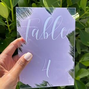 Acrylic Table Number With Painted Back | Wedding Table Sign With ...