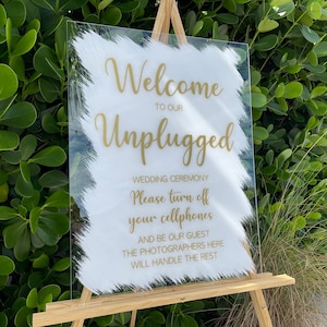 Unplugged Acrylic Sign With Brush Paint | No Cell Phone Sign | Modern Wedding Decor | Painted Acrylic Sign | JACQUELINE