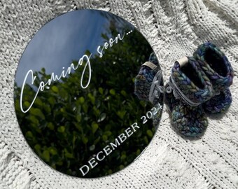 Coming Soon Pregnancy Announcement Mirror Photo Prop Round Mirror For Announcing Baby Due Date Photo Prop For Unique Pregnancy Announcement
