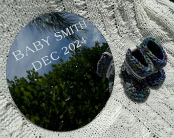 Pregnancy Announcement Photo Prop Round Mirror For Announcing Baby Due Date Photo Prop For Unique Pregnancy Announcement Of New Baby