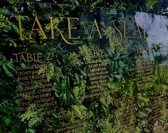 Wedding Seating Chart | Faux Grass Acrylic Sign | Custom Greenery Boxwood Seating Display | Elegant Reception Decor