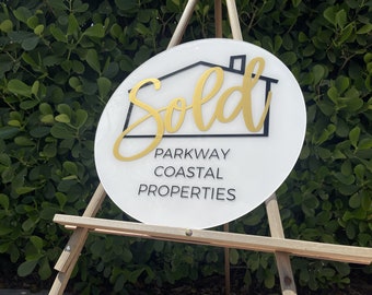 Personalized Relator Sold Sign For Photo Prop For Closing Photos | Realtor Gift Sold Sign