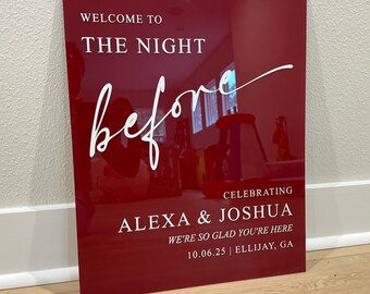 Personalized Rehearsal Dinner Sign | The Night Before Wedding Celebration | Custom Modern Rehearsal Dinner Welcome Sign