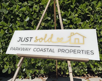Personalized Relator Sold Sign For Photo Prop For Closing Photos | Realtor Gift Sold Sign