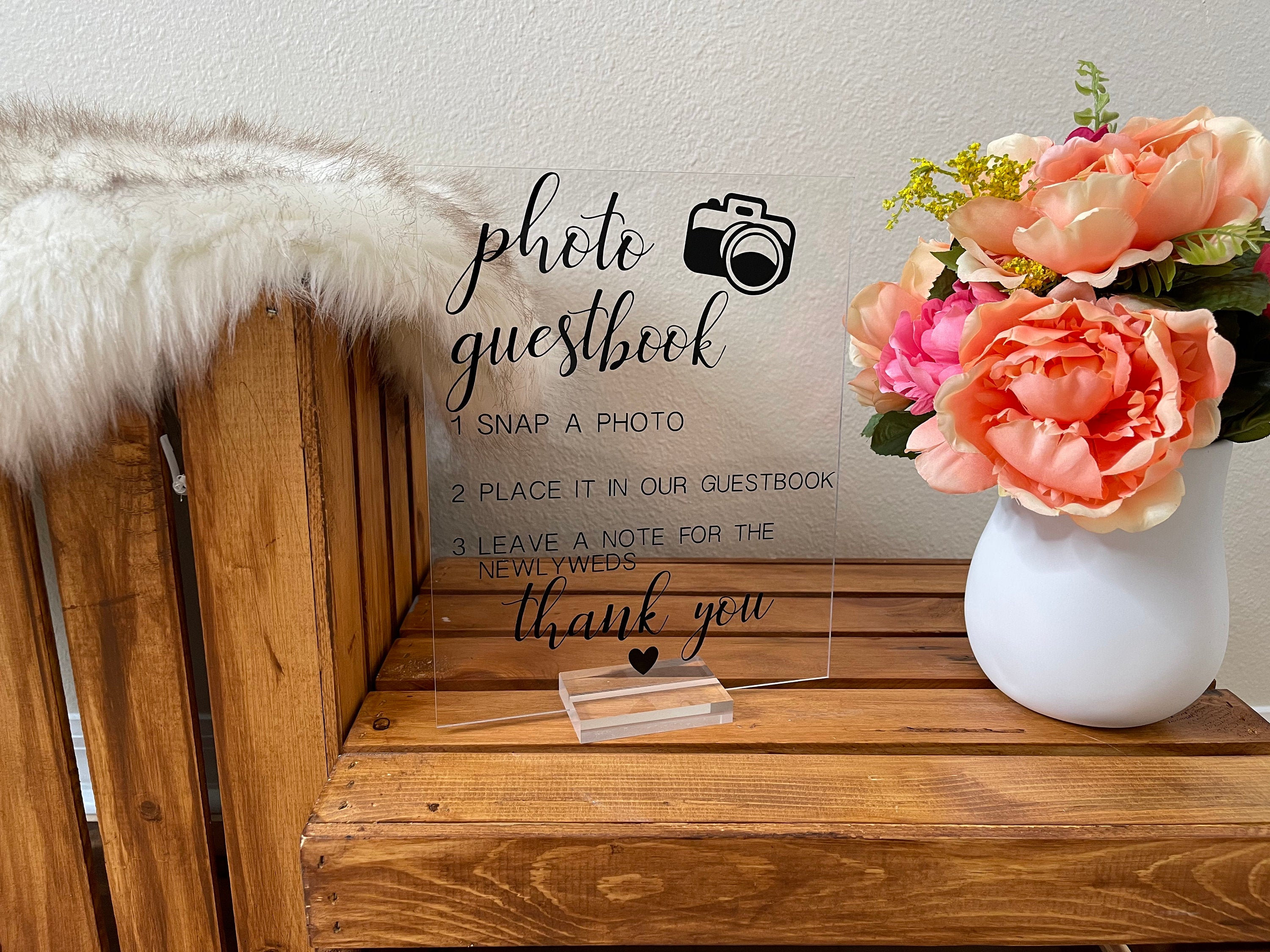 Photo Guestbook Acrylic Sign Wedding Photobooth Instructions Etsy