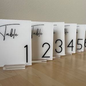 Minimalist Acrylic Table Number With Painted Back | Wedding Table Number Signs With Stand | CLAIRE