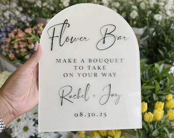 Flower Bar Sign Acrylic | Make a Bouquet Sign | Wedding Flower Bar Decor | Bridal Shower Activity Sign | Custom Wedding Sign | SARAH