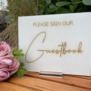 Guestbook Acrylic Sign | Please Sign Our Guestbook | Modern Wedding Decor | CLAIRE