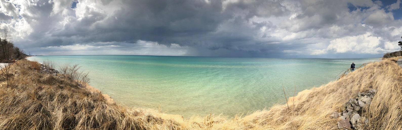 36 x 12 Sea Foam Green Lake Michigan Panorama Etsy