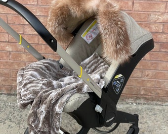 babyfrrr genuine real fox fur hood trim for doona baby stroller hood, fur pram hood trim. doona stroller accessory. boys girls baby gift