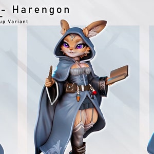 Elowen Softpaw, Harengon Mage 3D-geprint model [door Gaz Minis] ONGEVERFD