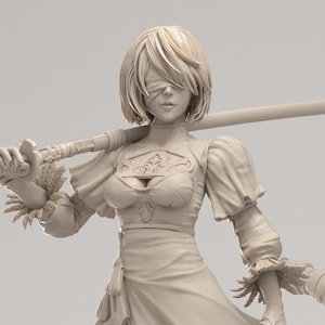 Android Kriegerin 3D gedrucktes Modell [von 3DArtGuy] UNBEMALT