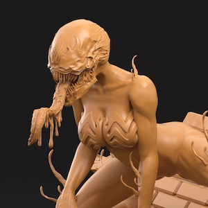 Hungry Alien model / Diorama Superhero 3d Printed model [by 3DArtGuy] UNPAINTED