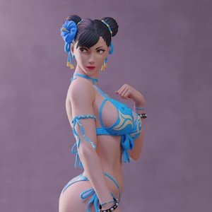 Chun Li bikini version female kung fu street fighter 3d printed DIY Resin statue kit / figurine [by Abe3D] UNPAINTED