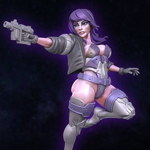 Motoko, cyberpunk hacker 3d Printed model [by Gaz Minis]